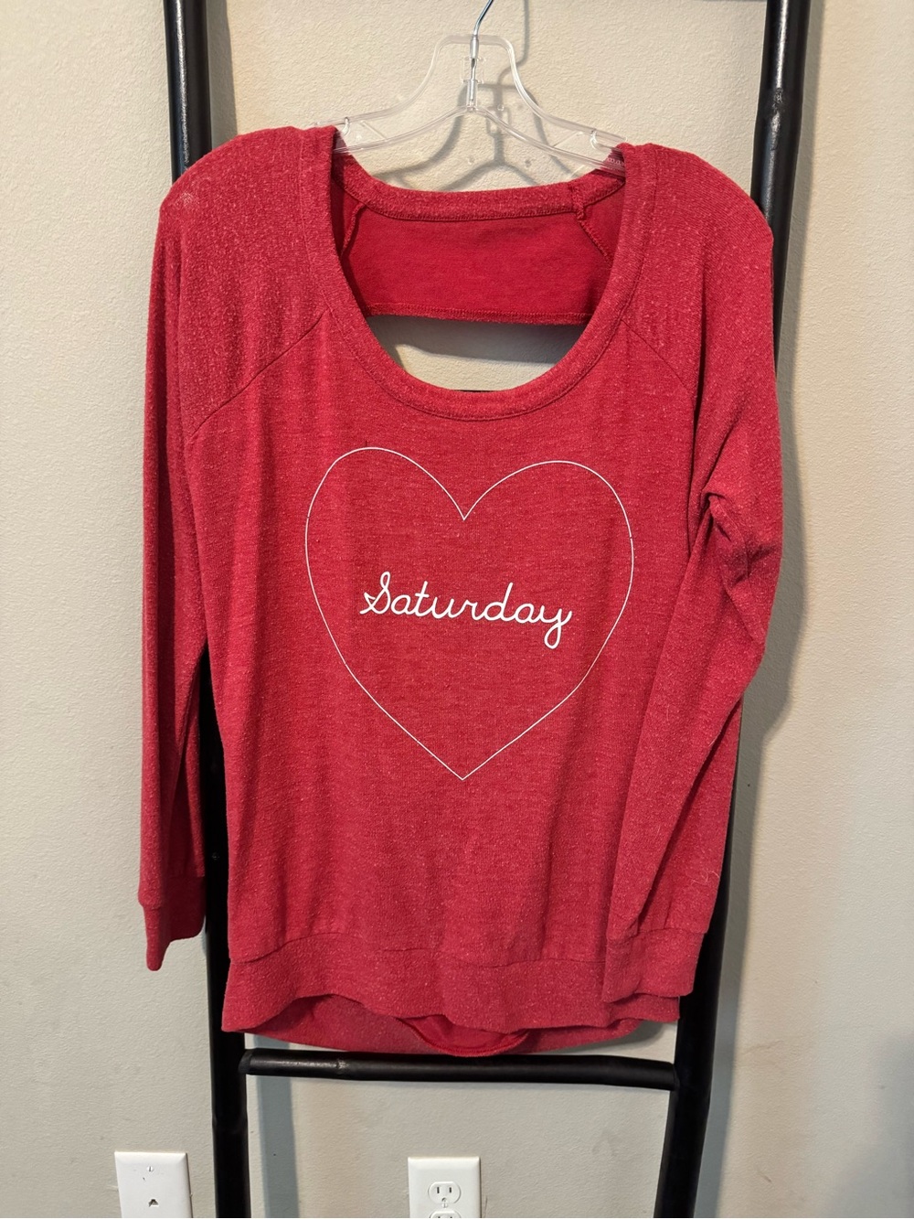 Chaser Red Scoop Neck Heart 'Saturday' Sweatshirt